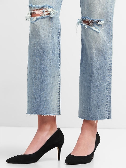 Image number 3 showing, Cone Denim&#174 High Rise Wide-Straight Jeans with Destruction