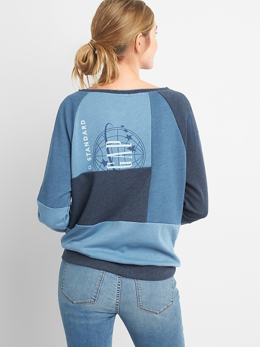 2 of 8 showing, with the color indigo of product Logo Remix Self-Tie Pullover Sweatshirt