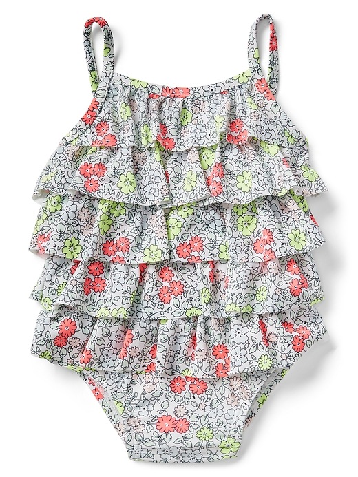 View large product image 1 of 3. Floral Ruffle Swim One-Piece