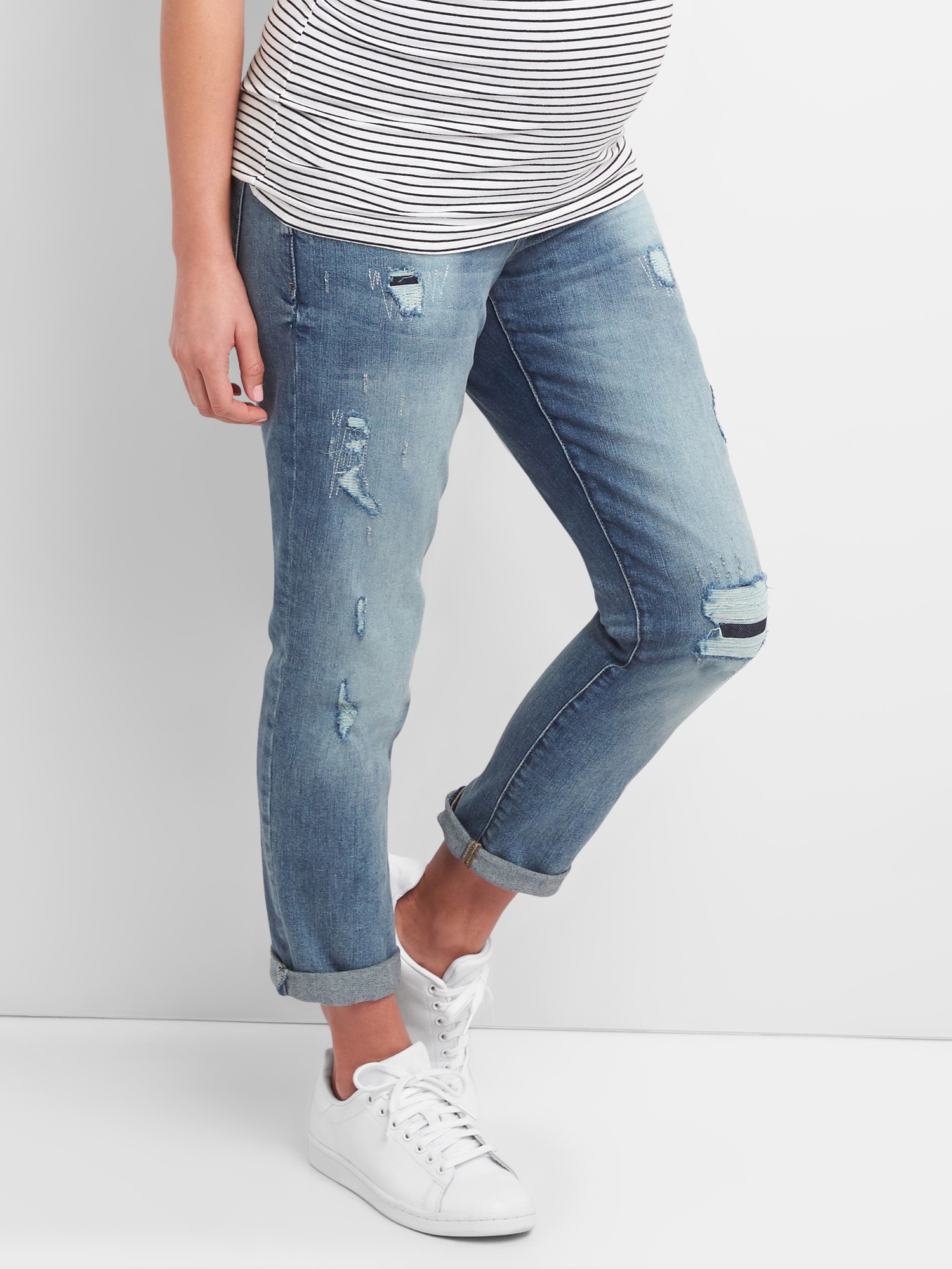 Maternity Full Panel Repaired Girlfriend Jeans