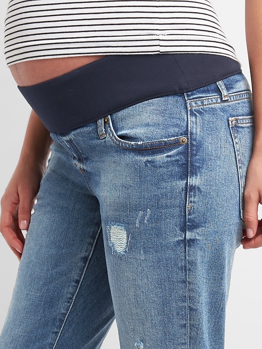 Image number 4 showing, Maternity Demi Panel Repaired Girlfriend Jeans