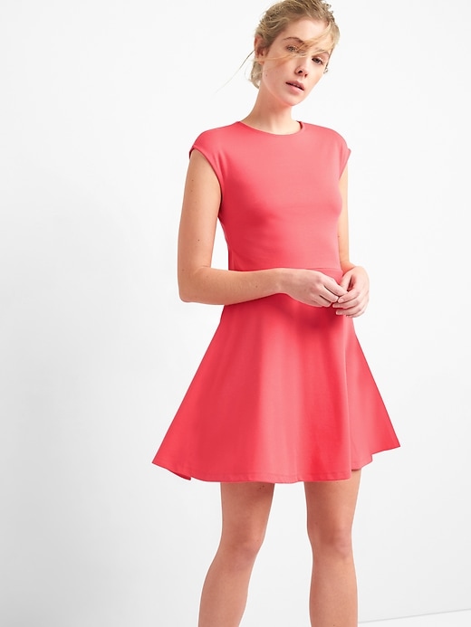 Image number 1 showing, Bunny-Tie Fit and Flare Dress in Ponte