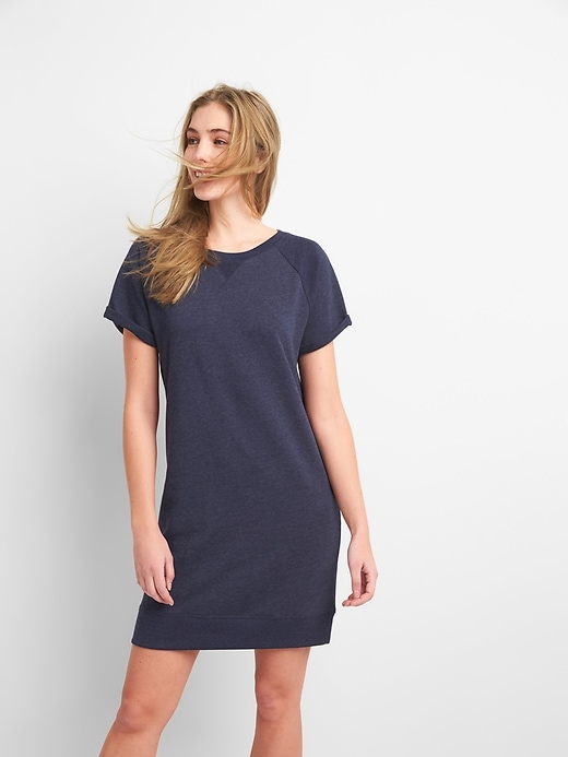 View large product image 1 of 1. Short Sleeve Sweatshirt Dress