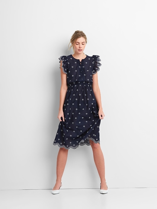 Image number 3 showing, Ruffle Trim Eyelet Midi Dress