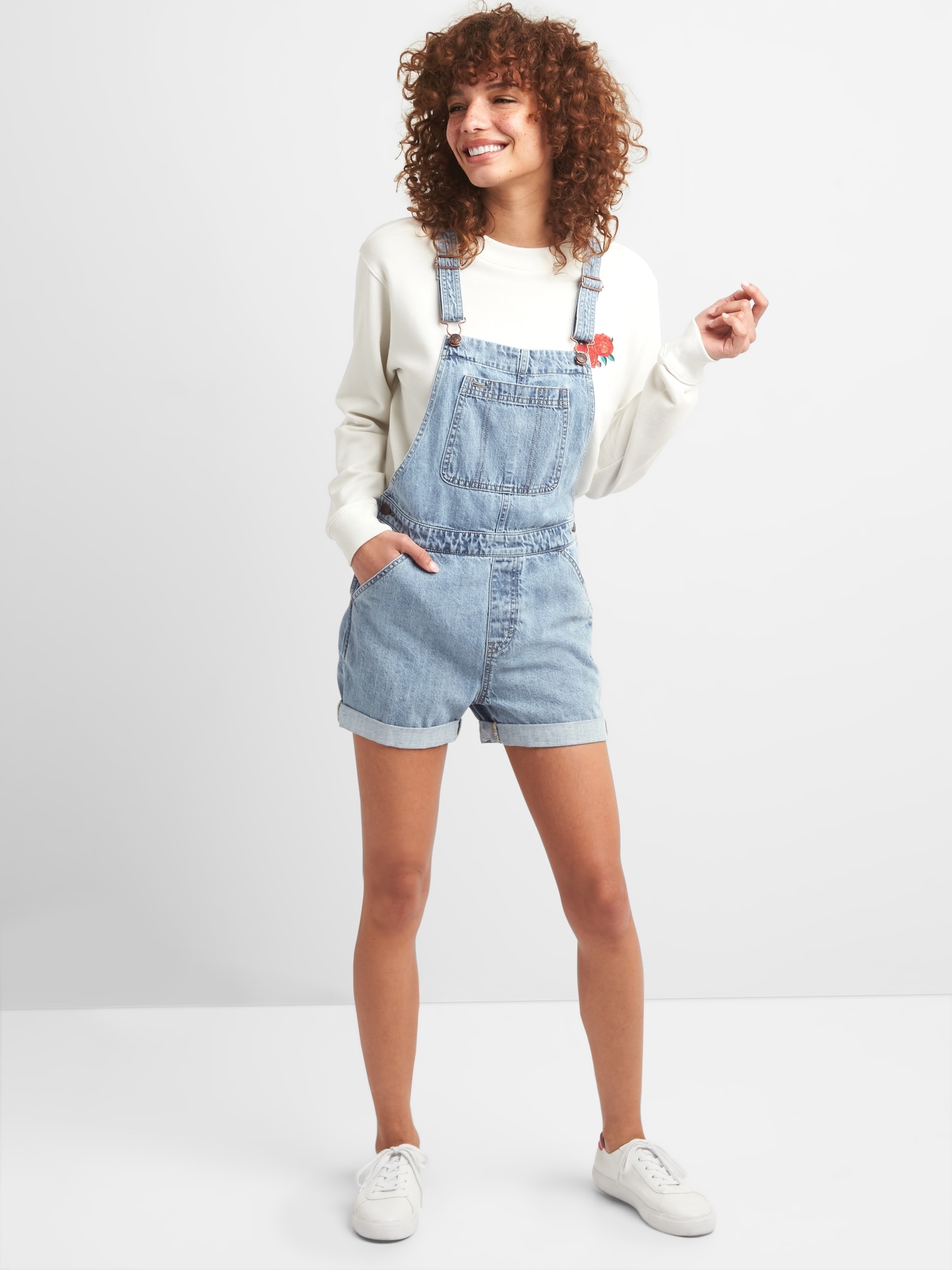 Женские комбинезоны Gap Denim Short Overalls — фото 3
