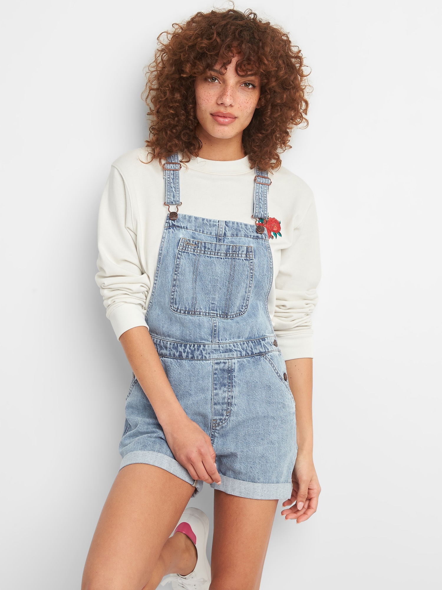 Женские комбинезоны Gap Denim Short Overalls — фото 4
