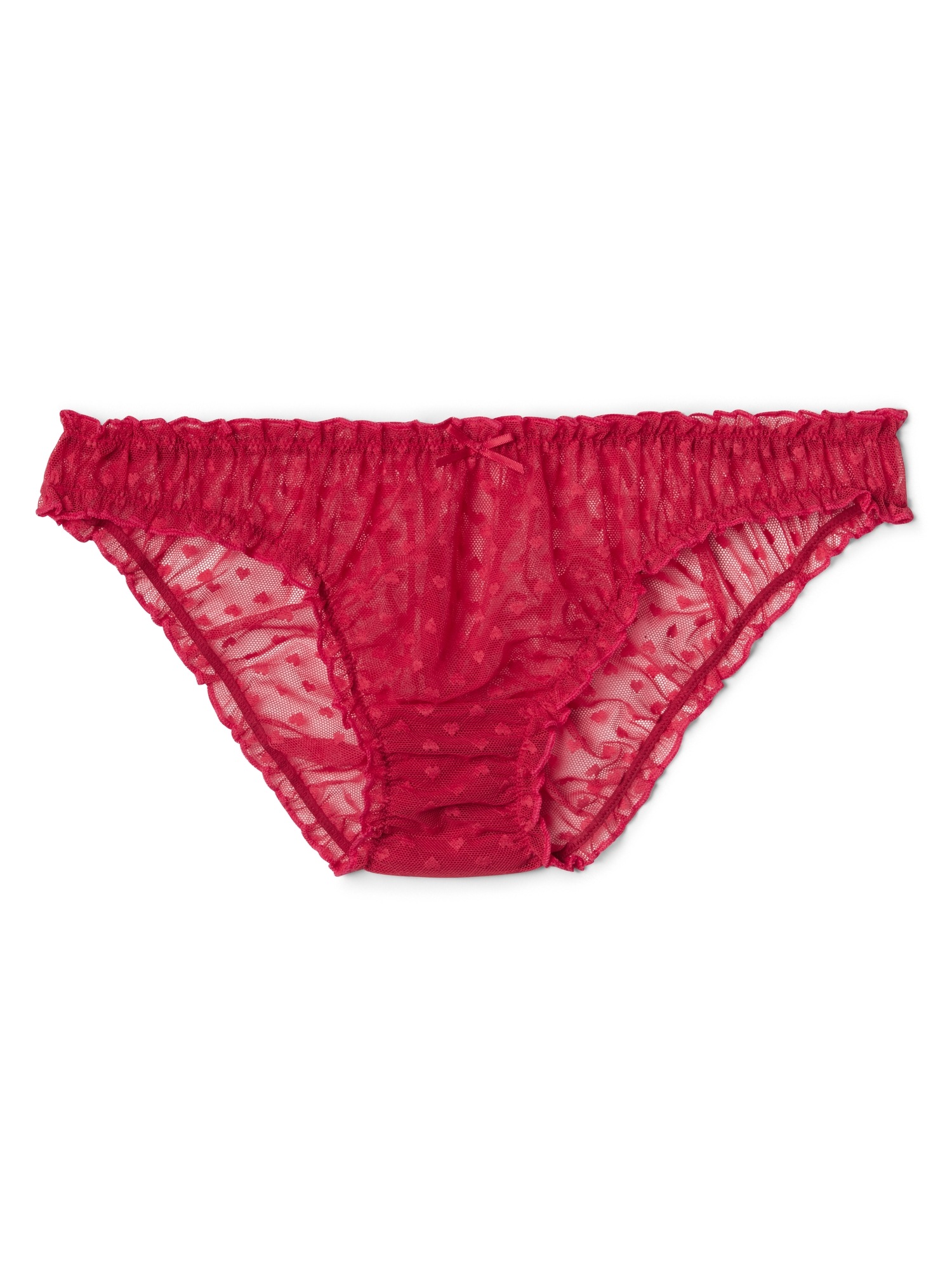 Heart Print Mesh Ruffle Bikini Gap