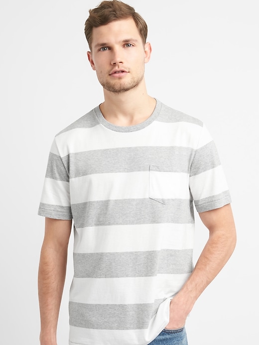 View large product image 1 of 1. Rugby Stripe Pocket T-Shirt
