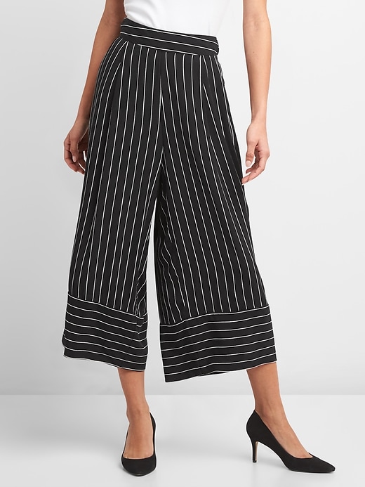 Image number 1 showing, Stripe Cropped Wide-Leg Pants