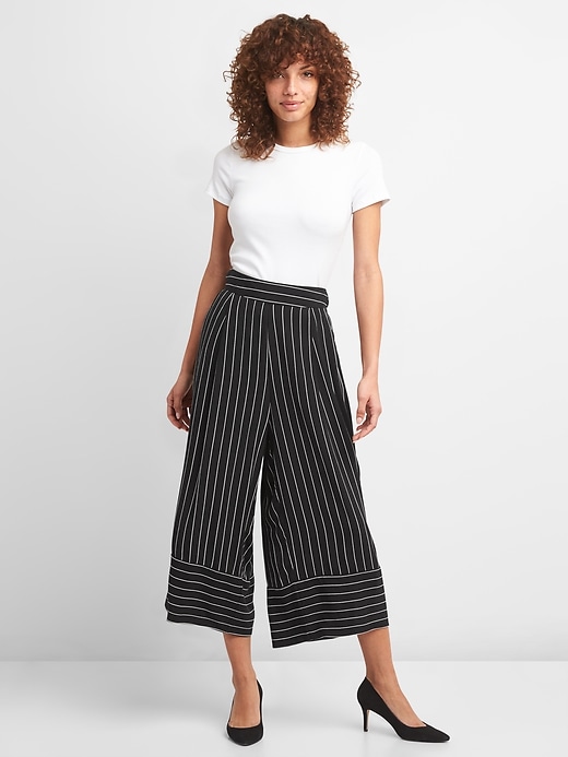 Image number 3 showing, Stripe Cropped Wide-Leg Pants