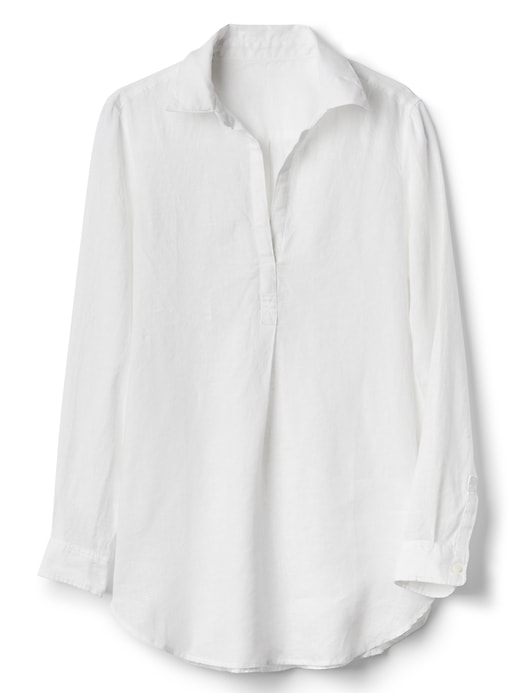Image number 6 showing, Popover Boyfriend Tunic Shirt in Linen