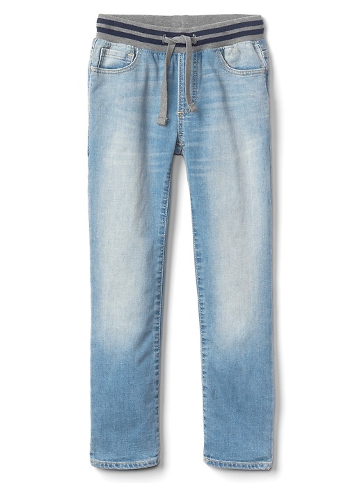 1 of 8 showing, with the color medium wash of product Kids Pull-On Straight Jeans