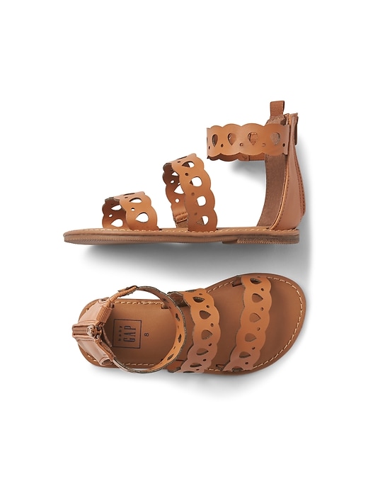 View large product image 1 of 1. Strappy Scalloped Sandals