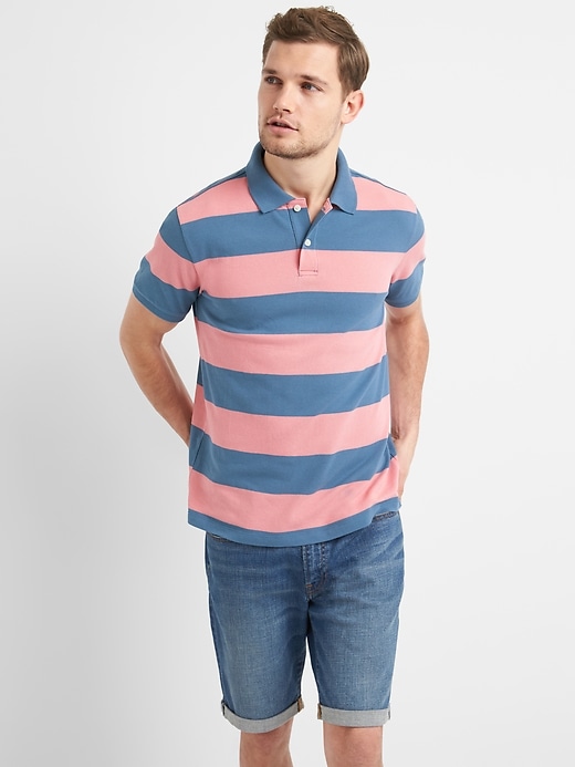 Image number 10 showing, Rugby Stripe Pique Polo Shirt in Stretch