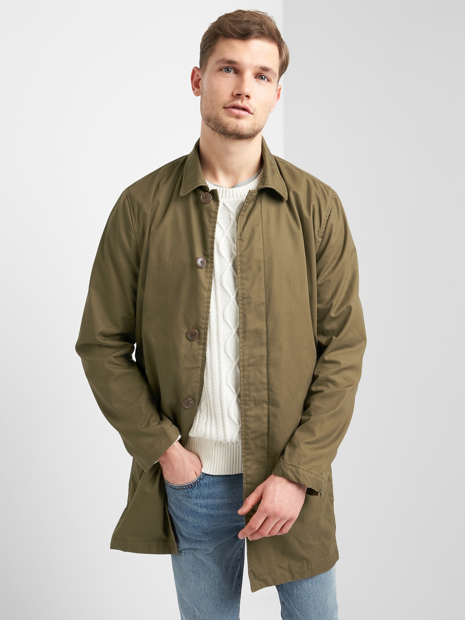 Casual mac jacket in best sale twill