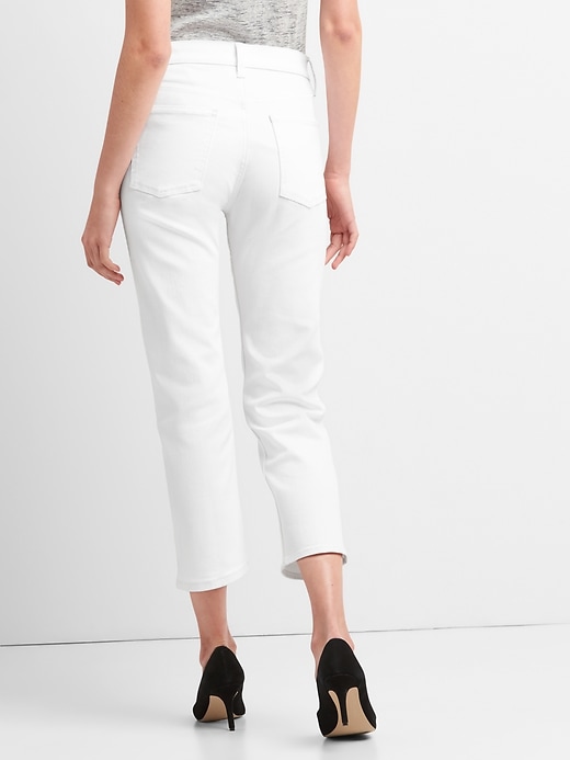Image number 2 showing, High Rise Straight Crop Jeans with Button-Fly