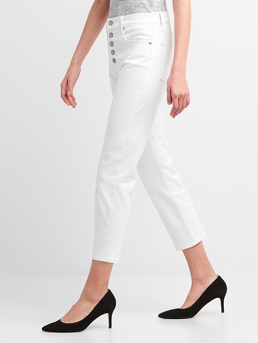 Image number 5 showing, High Rise Straight Crop Jeans with Button-Fly