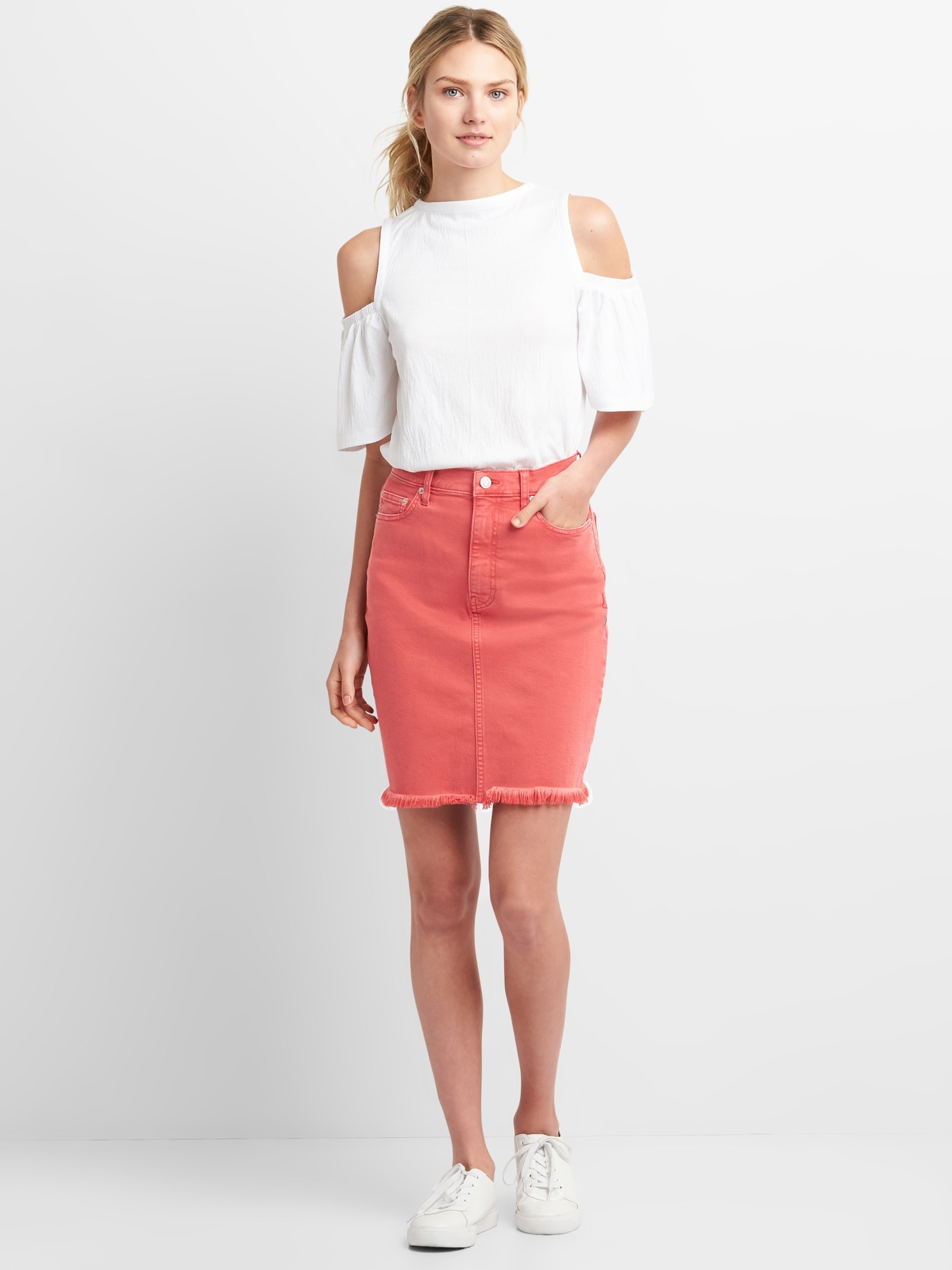 Color Denim Pencil Skirt Gap