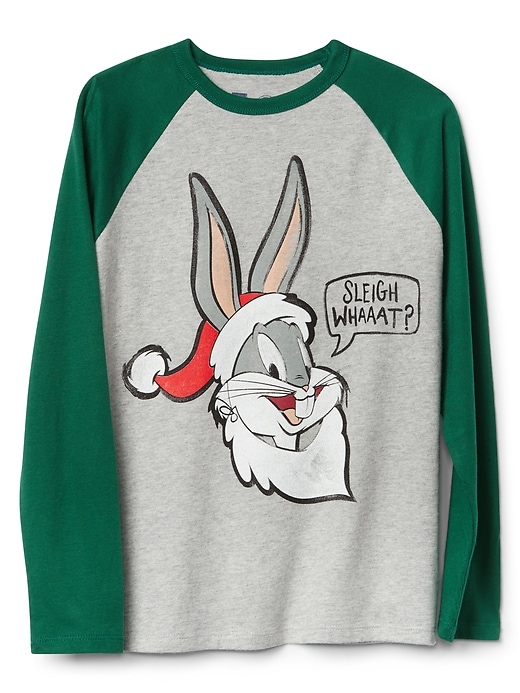 1 of 8 showing, with the color light heather gray of product GapKids &#124 Looney Tunes Raglan T-Shirt