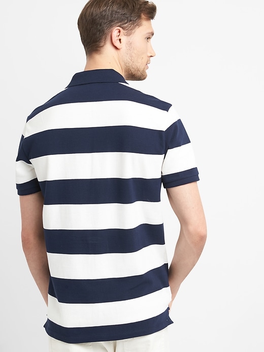 Image number 2 showing, Rugby Stripe Pique Polo Shirt in Stretch