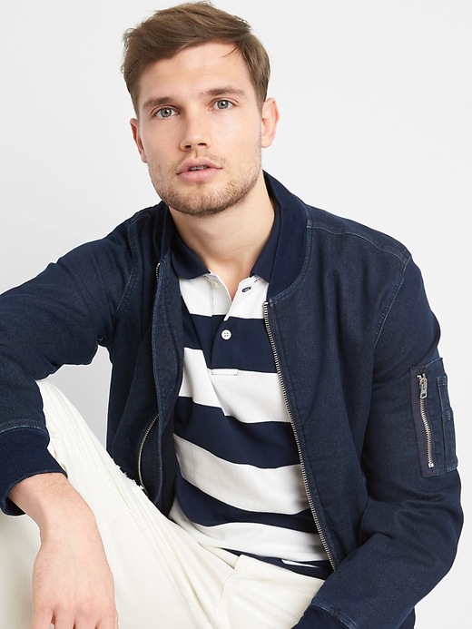 Image number 5 showing, Rugby Stripe Pique Polo Shirt in Stretch