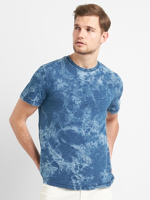 Indigo Print Crewneck Pocket T-Shirt | Gap