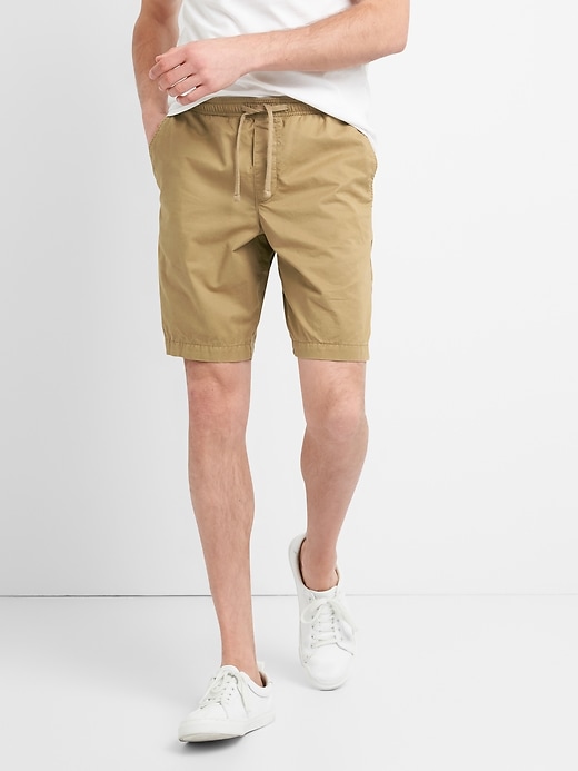 1 of 8 showing, with the color mission tan of product 9" Drawstring Shorts in Twill