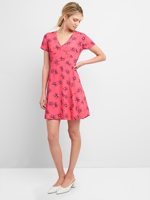 View large product image 1 of 1. Short Sleeve Fit and Flare Dress