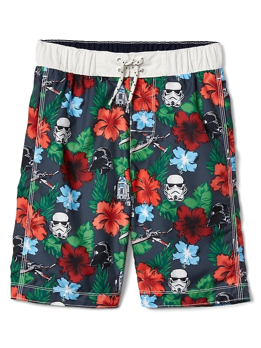 1 of 8 showing, with the color deep sailor blue of product GapKids &#124 Star Wars™ Board Shorts
