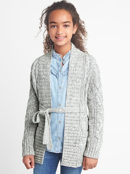 CableKnit TieBelt Cardigan Gap