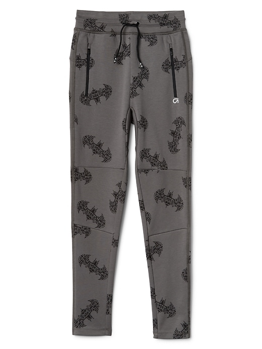 1 of 8 showing, with the color heather grey of product GapFit Kids &#124 DC™ Batman Tech Pants