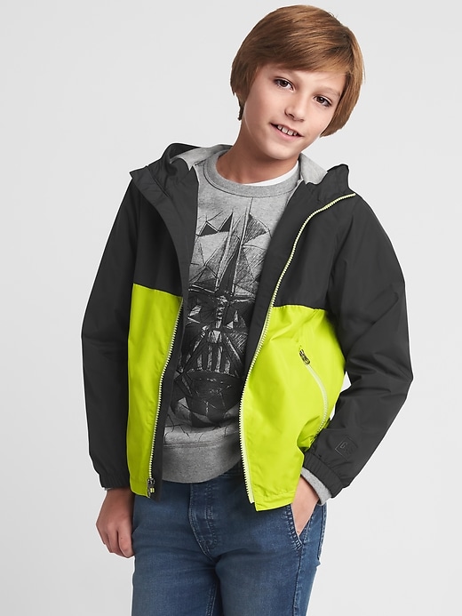 2 of 8 showing, with the color midnight fog of product Kids Jersey-Lined Colorblock Windbuster