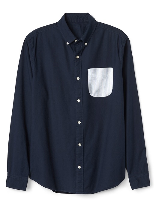 Image number 6 showing, Standard Fit Shirt in Oxford with Contrast Pocket