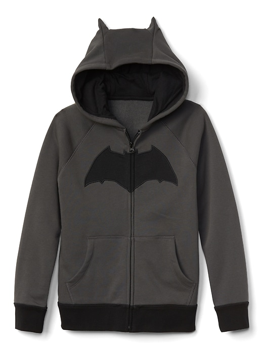 1 of 8 showing, with the color soft black of product GapKids &#124 DC™ Justice League raglan zip hoodie