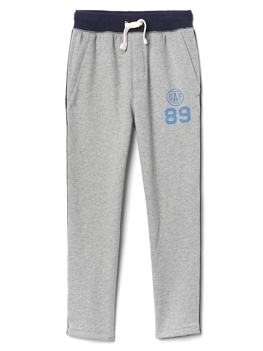 1 of 8 showing, with the color grey heather of product Logo varsity sweats