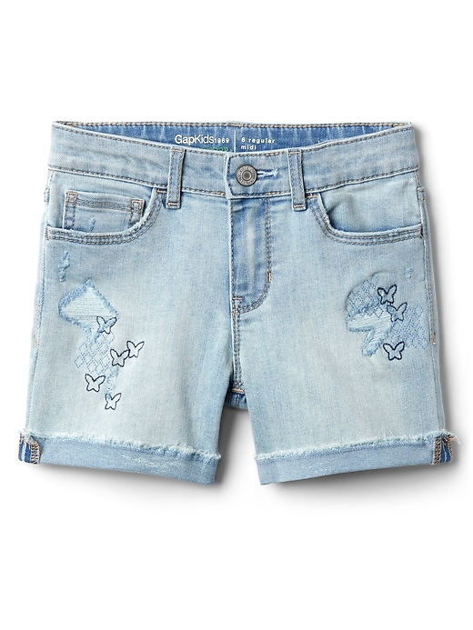 Image number 1 showing, Kids Midi Shorts with Embroidery in Destructed