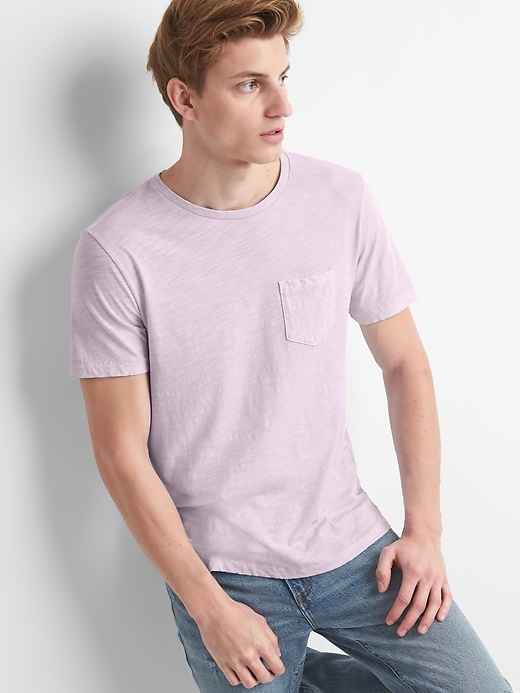 View large product image 1 of 1. Pocket T-Shirt in Slub Cotton