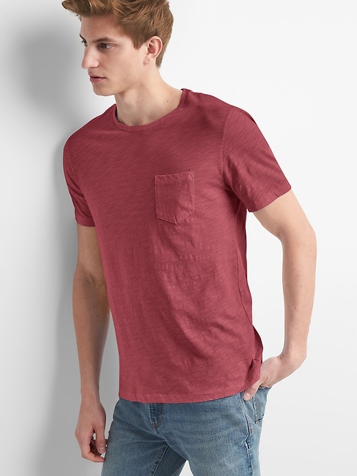 Image number 7 showing, Pocket T-Shirt in Slub Cotton