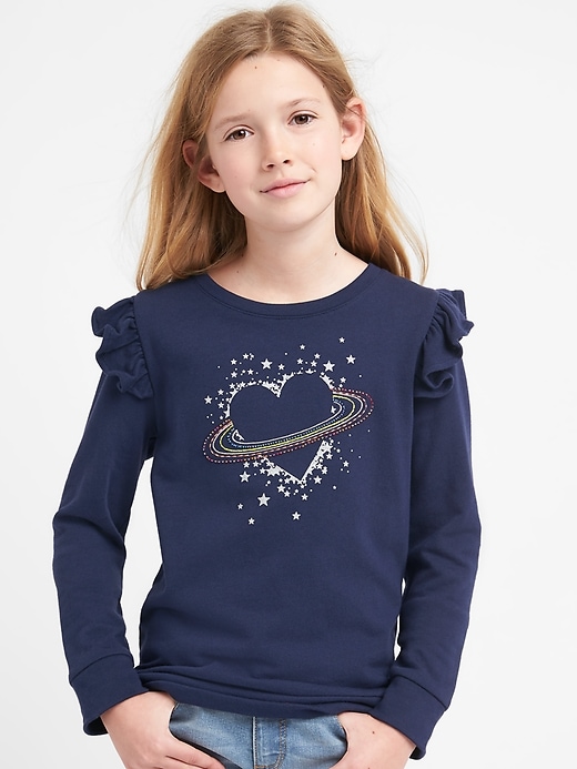Image number 2 showing, Embroidery Graphic Flutter Sweatshirt