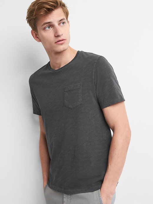 Image number 5 showing, Pocket T-Shirt in Slub Cotton
