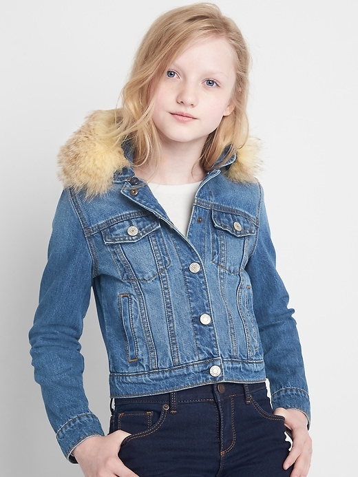 Gap denim jacket with fur shop
