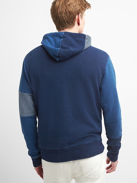 Indigo Patchwork Pullover Hoodie
