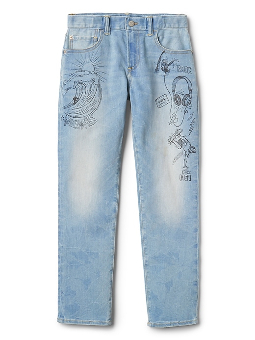 Image number 1 showing, Kids Indestructible Superdenim Graffiti Slim Jeans