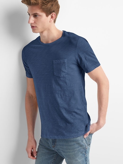 View large product image 1 of 1. Pocket T-Shirt in Slub Cotton