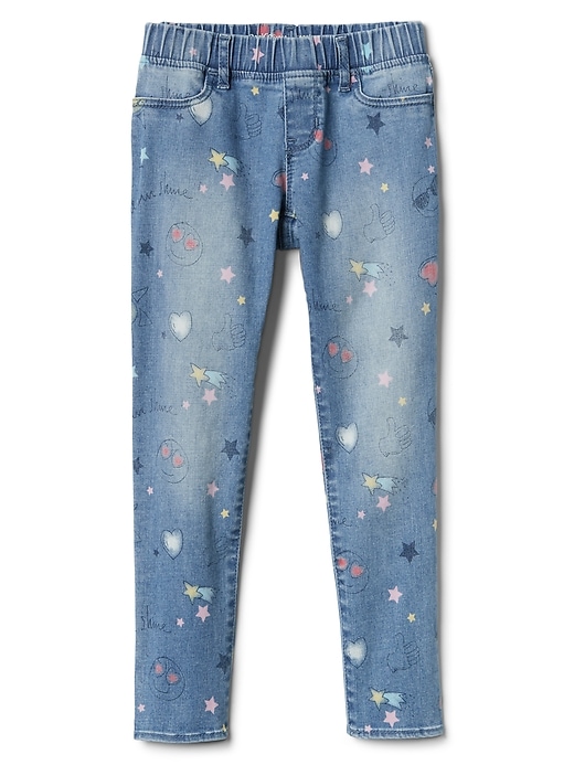 Image number 1 showing, Kids Superdenim Favorite Jeggings in Emoji Print with Fantastiflex