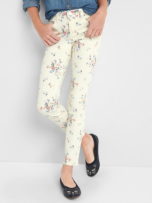 2 of 8 showing, with the color white floral print of product Kids Superdenim Super Skinny Jeans in Floral with Fantastiflex