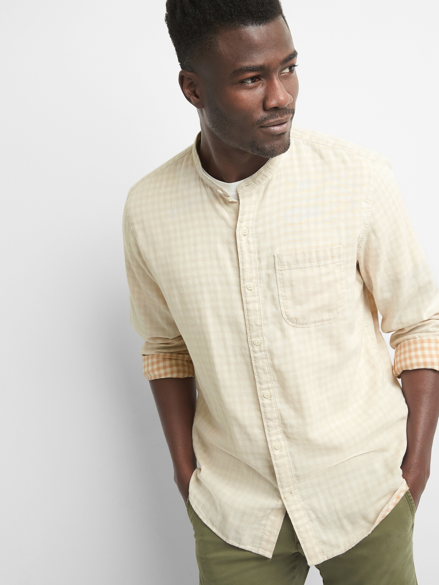 Double Layer Standard Fit Shirt with Stretch Gap