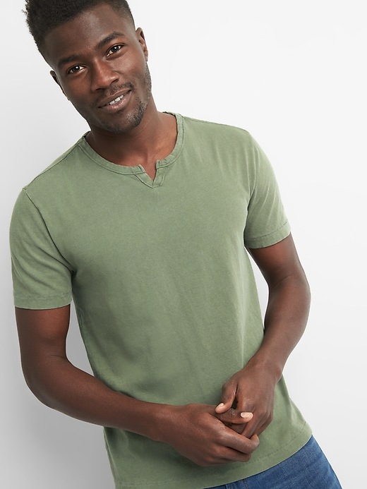 View large product image 1 of 1. Essential Short Sleeve Notch T-Shirt