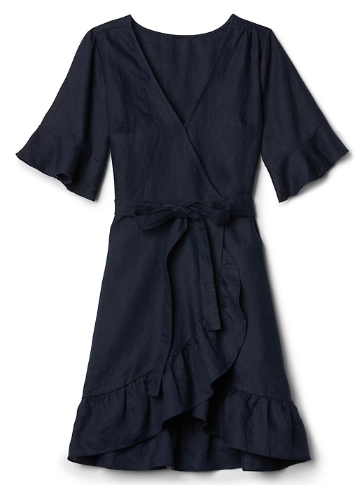 chinese dress ladies Brown Polka Dot Wrap Linen Dress – CANNES-2 – not PERFECT LINEN main image 1