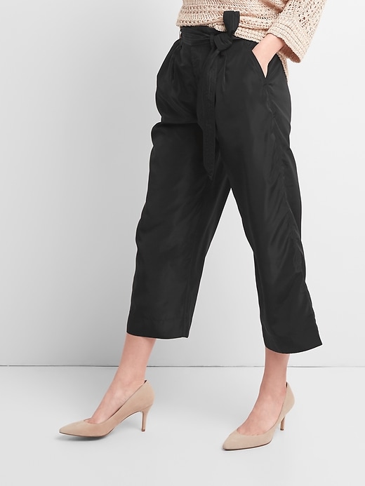 Tie-Waist Crop Wide-Leg Pants Tie-Waist Crop Wide-Leg Pants